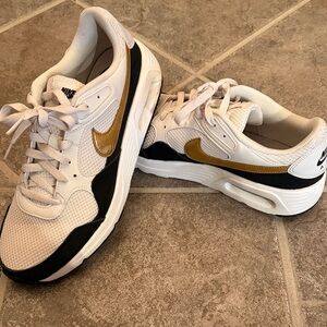 Nike Air White, Black and Gold size 11 women’s sneakers